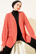 Rice Stitch Basic Cardigan Pomegranate Blossom