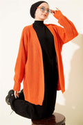 Rice Stitch Basic Cardigan Orange