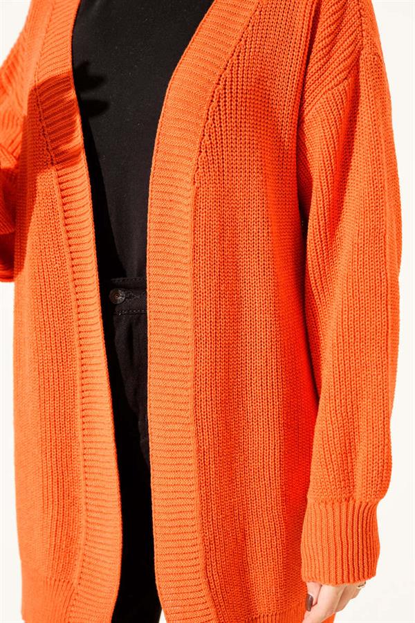 Rice Stitch Basic Cardigan Orange