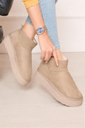 Platform Insole Fur Boots Beige
