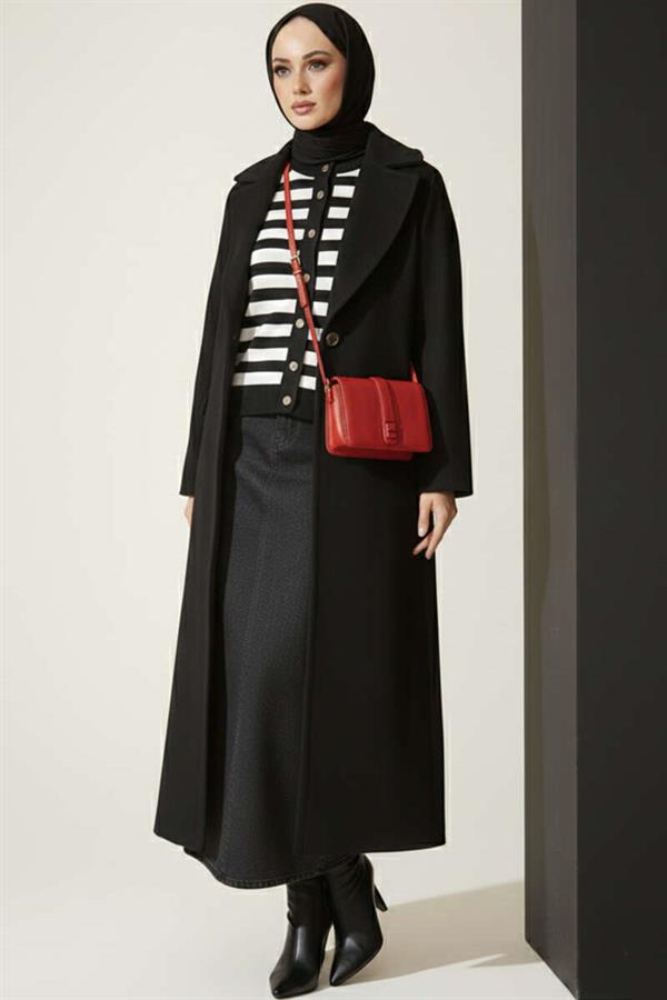 Polyamide Striped Knit Cardigan Black