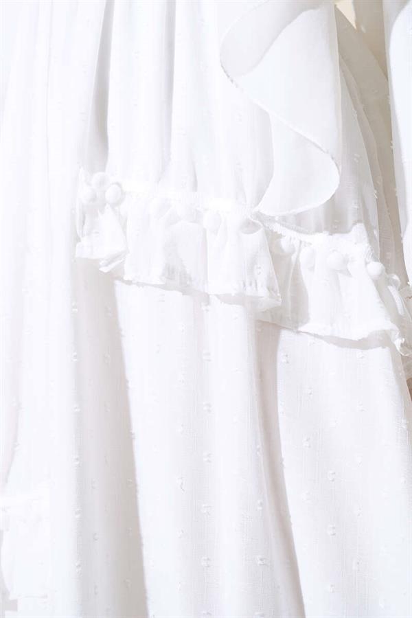 Pompom Detailed Dress White