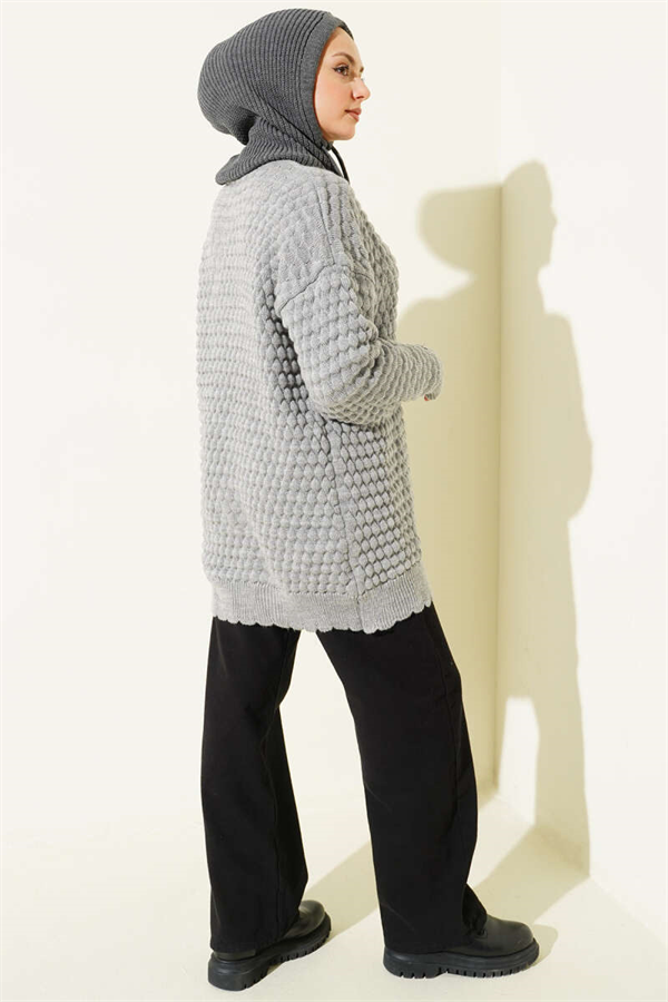 Popit Embossed Knit Tunic Grey