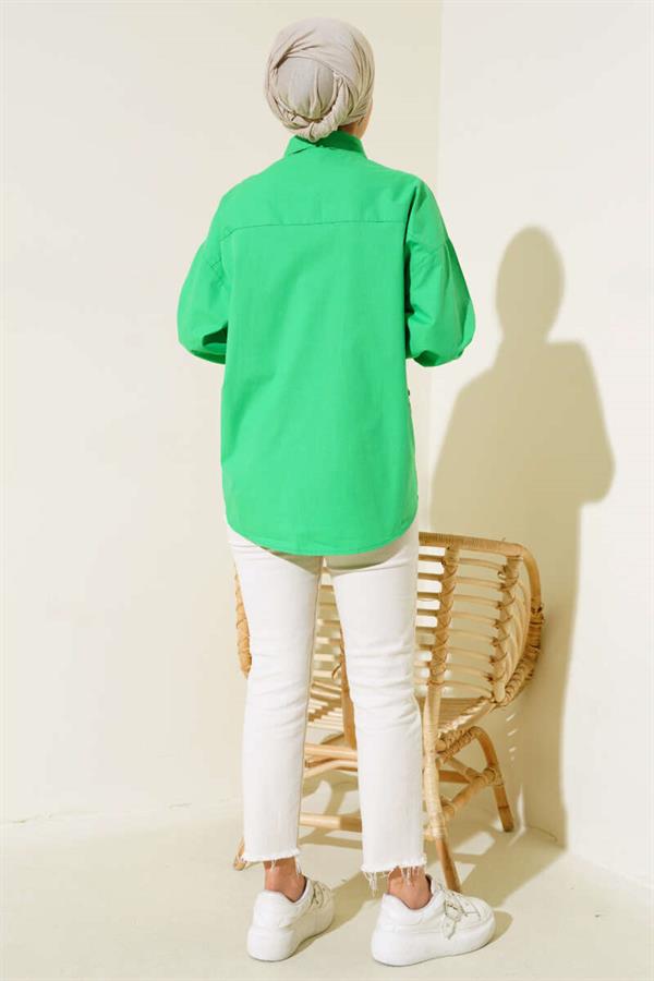 Poplin Rose Embroidered Shirt Benetton