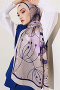 Poppy Pattern Liva Modal Scarf Beige Lilac