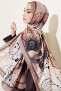 Poppy Pattern Liva Modal Scarf Camel