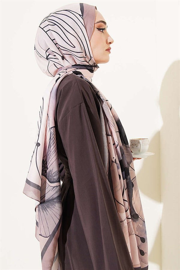 Poppy Pattern Liva Modal Scarf Camel
