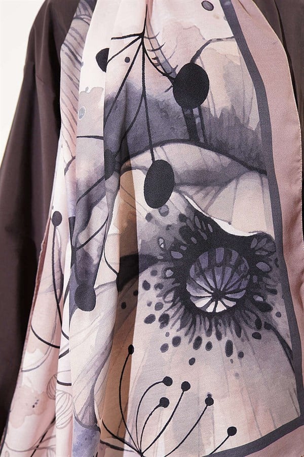 Poppy Pattern Liva Modal Scarf Camel
