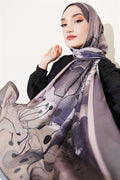 Poppy Pattern Liva Modal Scarf Dark Mink
