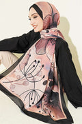 Poppy Pattern Liva Modal Scarf Black Salmon