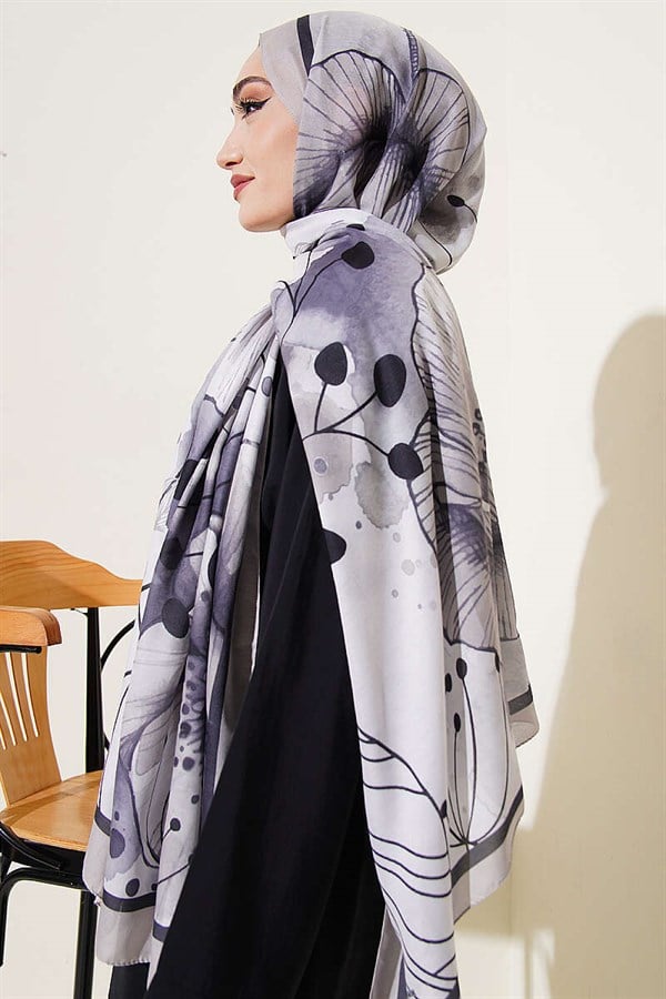 Poppy Pattern Liva Modal Scarf with Stones
