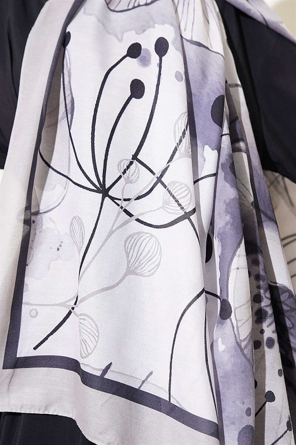 Poppy Pattern Liva Modal Scarf with Stones