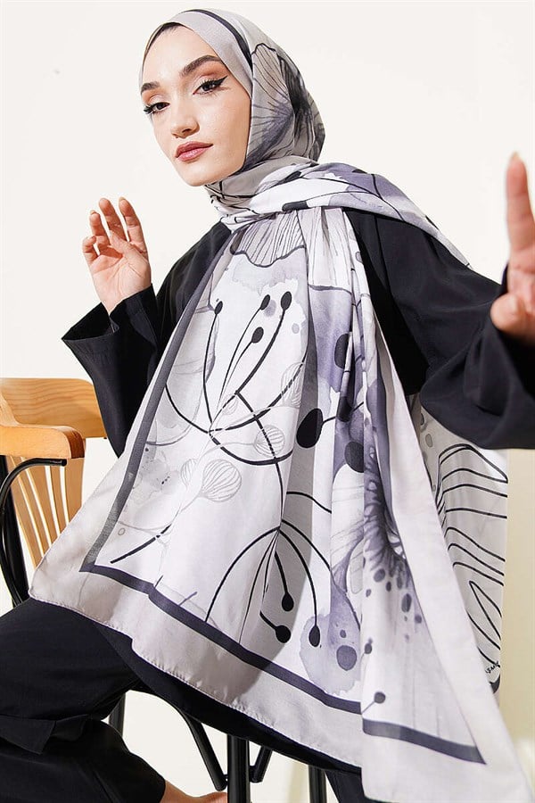 Poppy Pattern Liva Modal Scarf with Stones