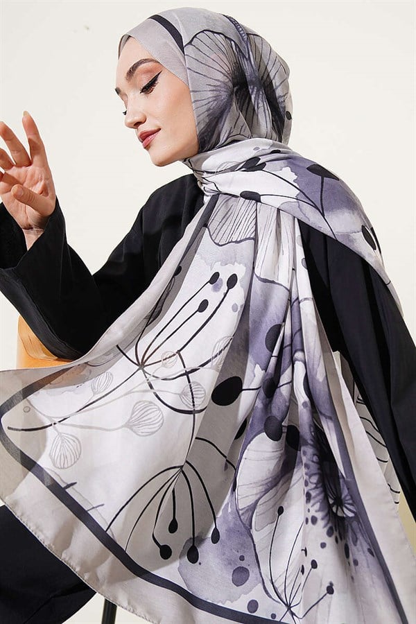 Poppy Pattern Liva Modal Scarf with Stones