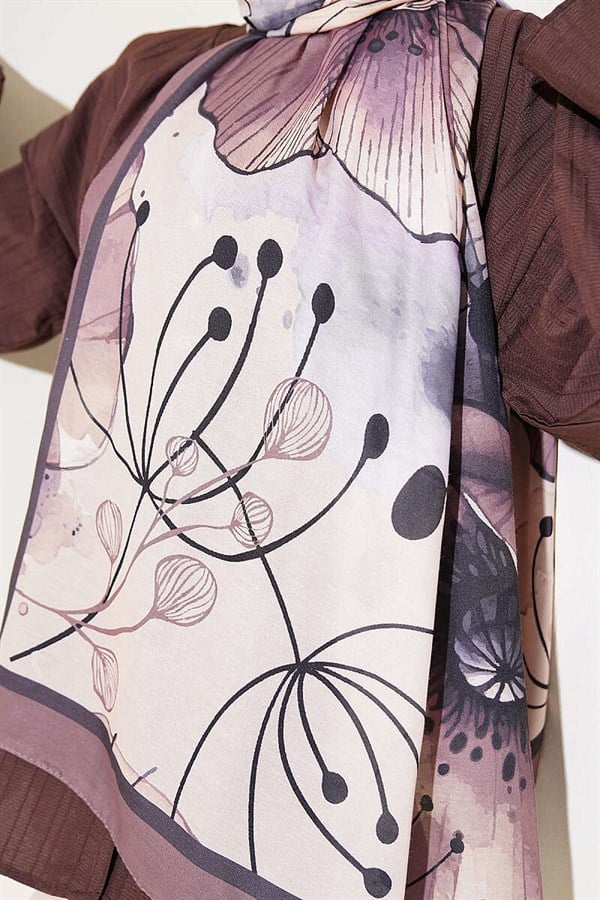 Poppy Pattern Liva Modal Scarf, Mink