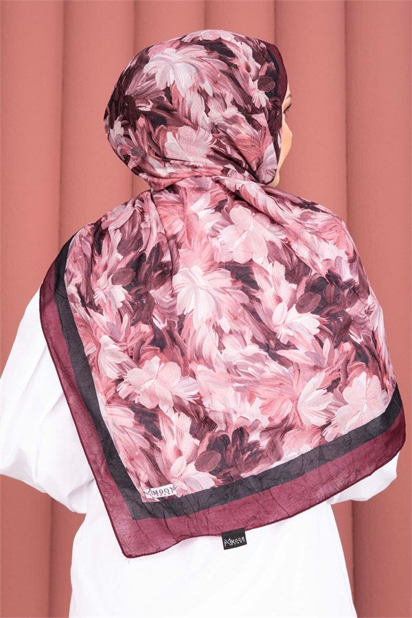 Premium Floral Patterned Scarf Series Burgundy