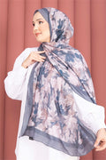 Premium Floral Patterned Scarf Series Grey