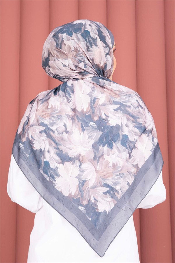 Premium Floral Patterned Scarf Series Grey