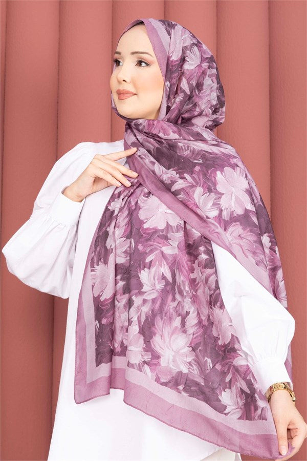Premium Floral Patterned Scarf Series, Rose Pink