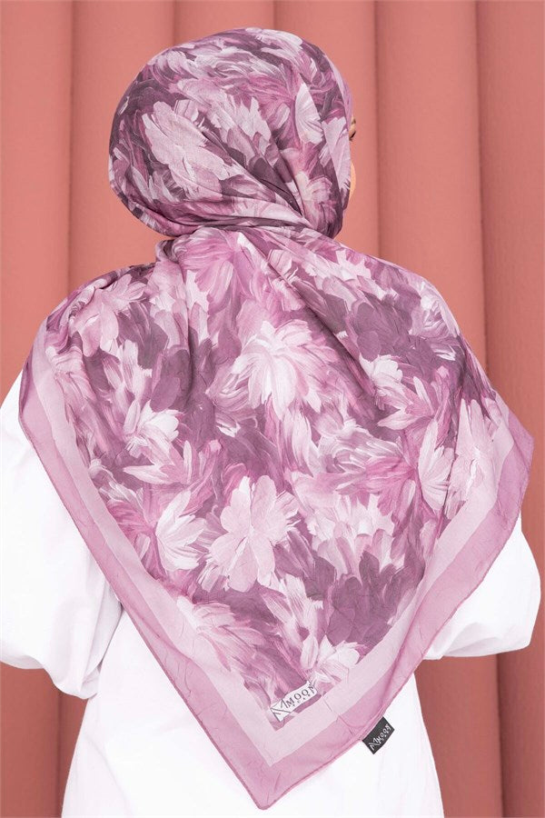 Premium Floral Patterned Scarf Series, Rose Pink