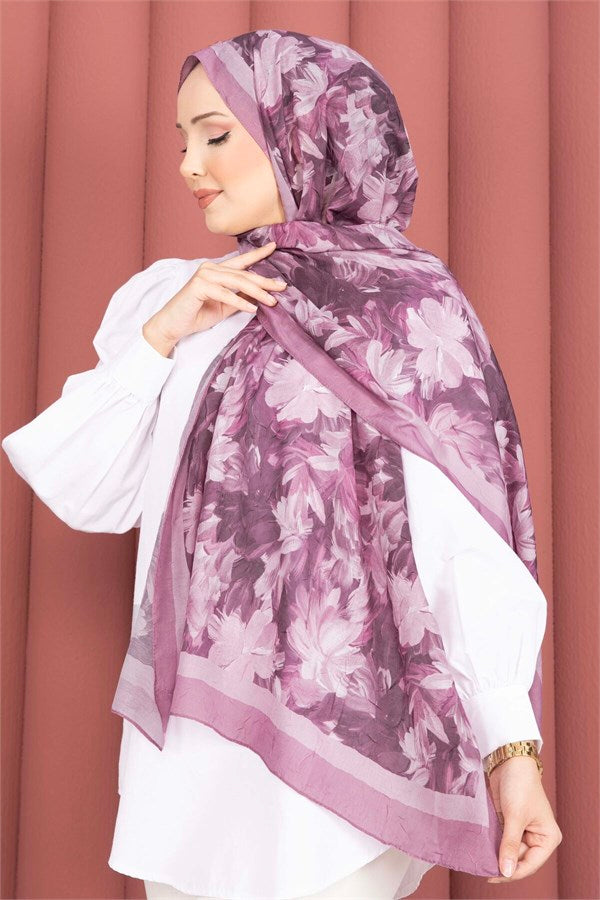 Premium Floral Patterned Scarf Series, Rose Pink