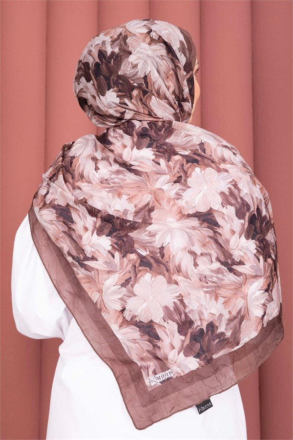 Premium Floral Patterned Scarf Series Coffee