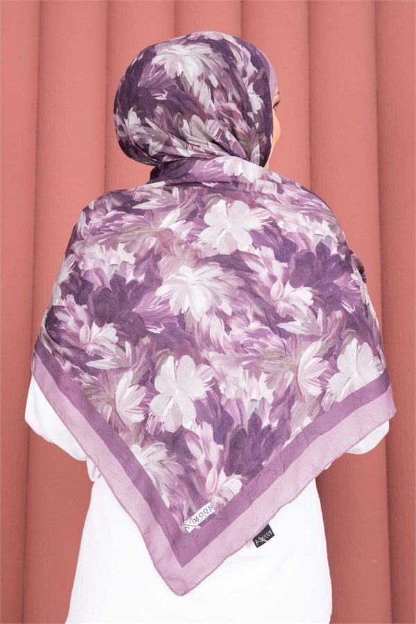 Premium Floral Patterned Scarf Series, Plum