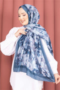 Premium Floral Patterned Scarf Series, Petroleum.