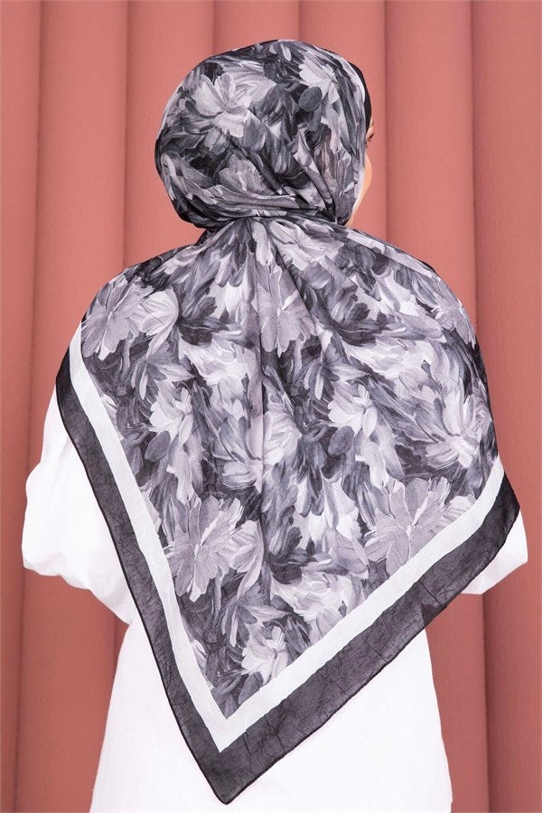 Premium Floral Patterned Scarf Series Black
