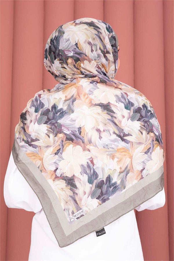 Premium Floral Patterned Scarf Series Green Olive
