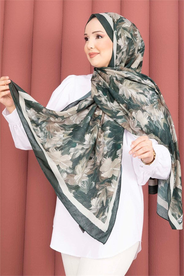 Premium Floral Patterned Scarf Series Emerald