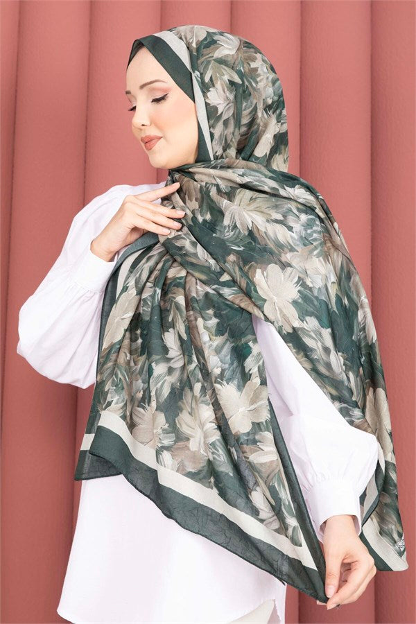 Premium Floral Patterned Scarf Series Emerald
