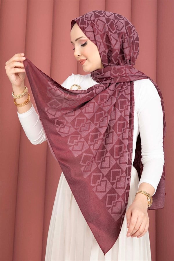 Premium Pattern Jacquard Shawl Series Burgundy