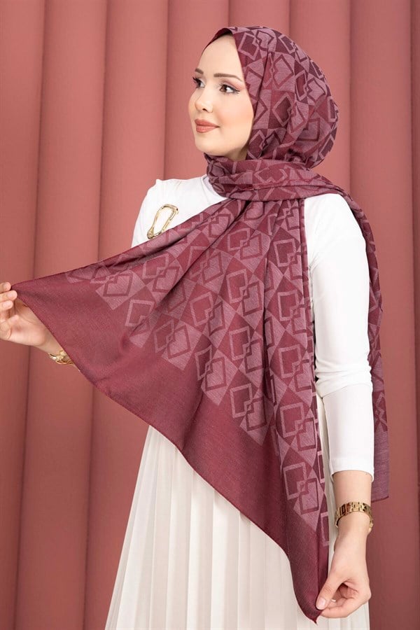 Premium Pattern Jacquard Shawl Series Burgundy