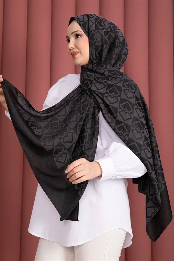 Premium Pattern Jacquard Shawl Series Smoke Grey