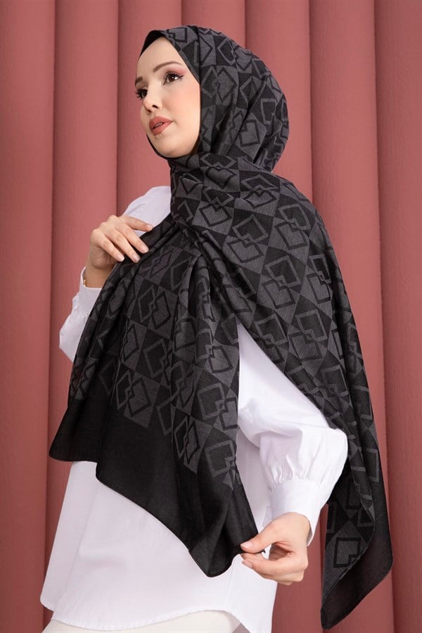 Premium Pattern Jacquard Shawl Series Smoke Grey