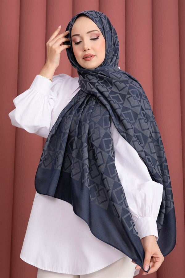 Premium Pattern Jacquard Shawl Series Indigo