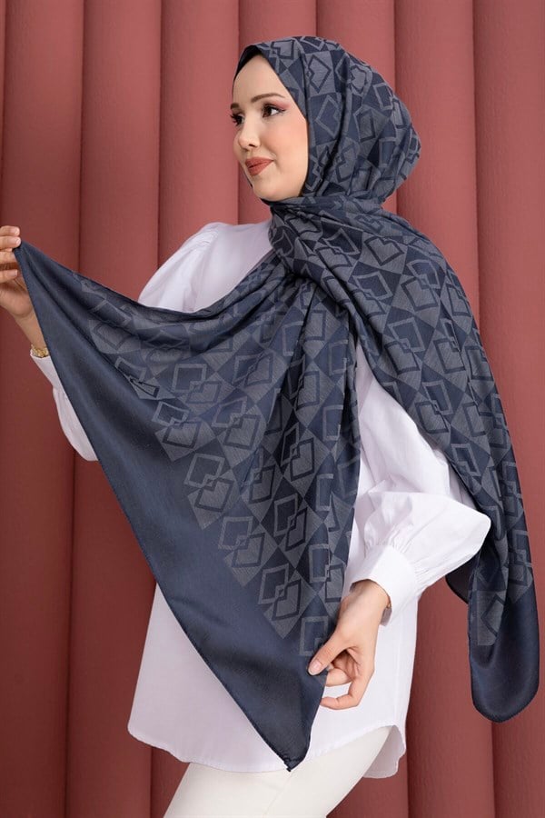 Premium Pattern Jacquard Shawl Series Indigo