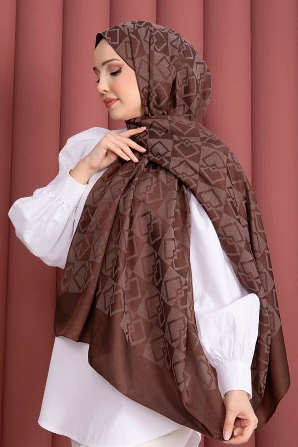 Premium Pattern Jacquard Shawl Series Coffee