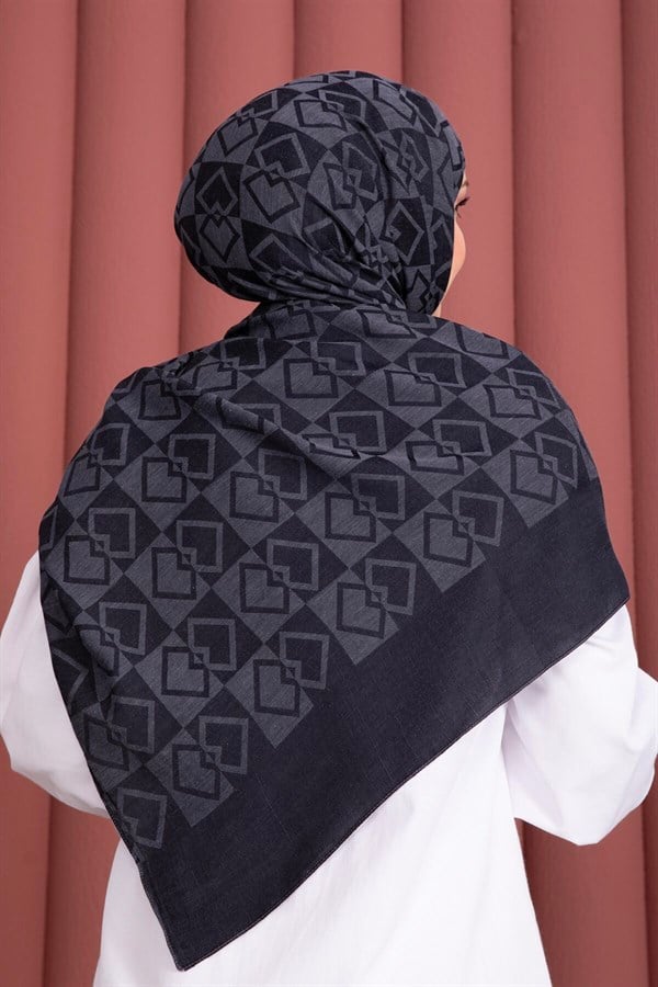 Premium Pattern Jacquard Shawl Series Navy Blue