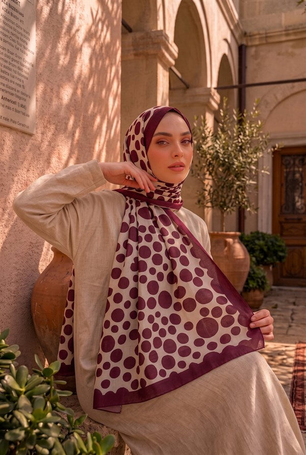 Polka Dot Pattern Scarf Series Burgundy