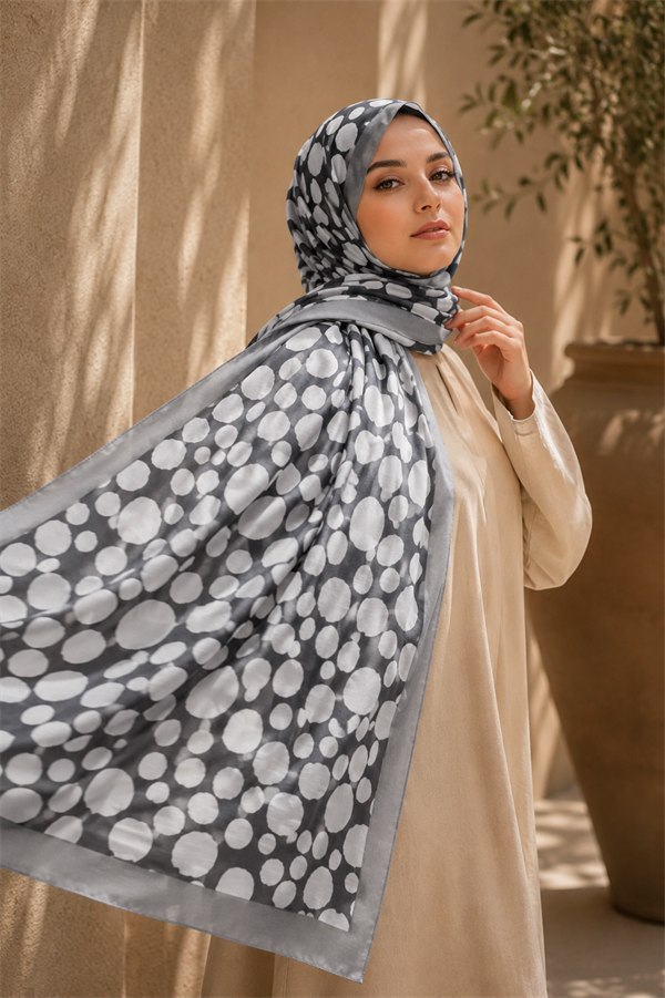 Polka Dot Pattern Scarf Series Grey