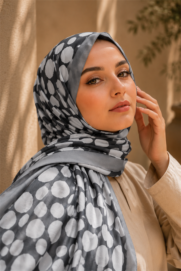 Polka Dot Pattern Scarf Series Grey