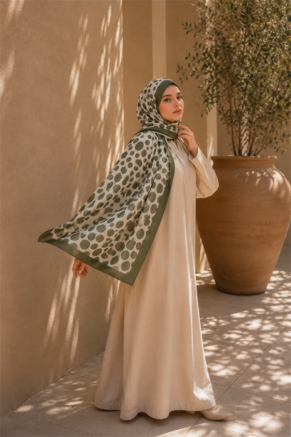 Polka Dot Pattern Scarf Series Khaki