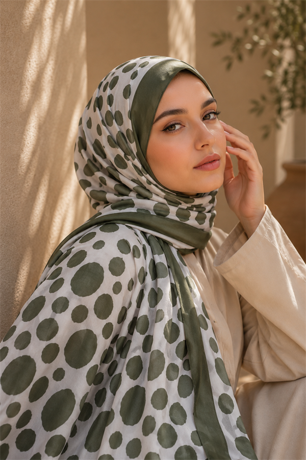 Polka Dot Pattern Scarf Series Khaki