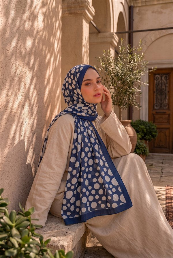Polka Dot Pattern Scarf Series Navy Blue