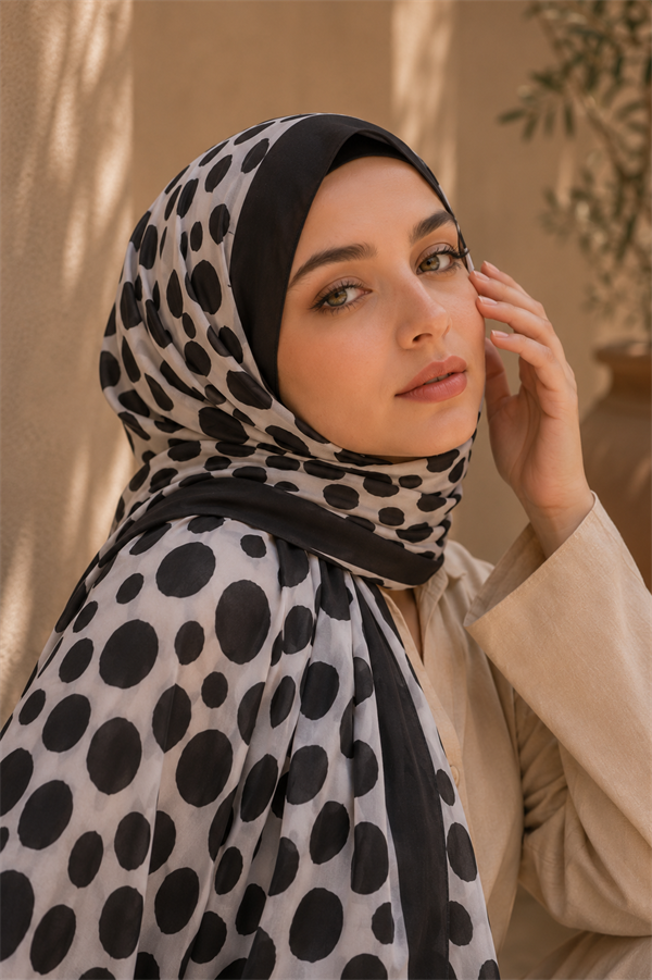 Polka Dot Pattern Scarf Series Black