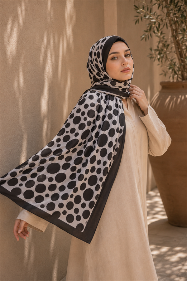 Polka Dot Pattern Scarf Series Black