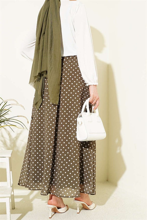 Polka Dot Chiffon Skirt, Khaki