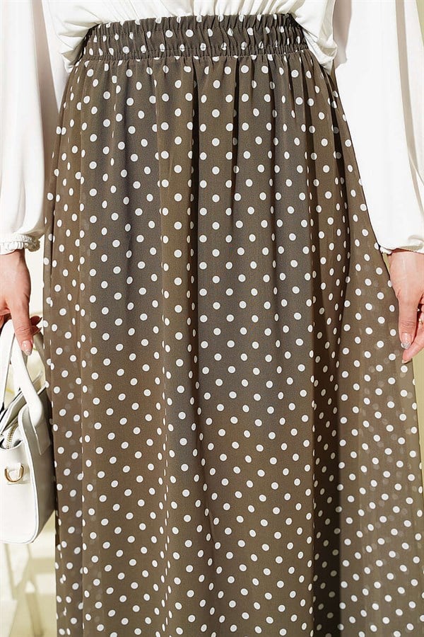 Polka Dot Chiffon Skirt, Khaki